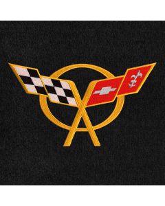 Lloyd Mats Velourtex Black Standard Deck Mat For Corvette Coupe, Logo