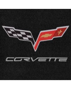 Lloyd Mats Velourtex Ebony 3PC Floor Mats For C6 Corvette, Logo