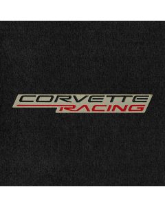 Lloyd Mats ® - Velourtex Ebony 3PC Floor Mats For Corvette C5 Convertible with Black and Red Corvette Racing on Beige Applique