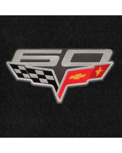 Lloyd Mats ® - Velourtex Ebony 3PC Floor Mats For Corvette Convertible with 60th Anniversary Flags Applique