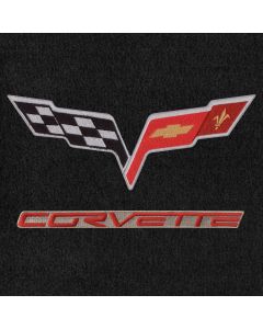 Lloyd Mats Velourtex Ebony 3PC Floor Mats For Corvette Convertible, Logo
