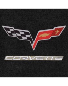 Lloyd Mats Velourtex Ebony 3PC Floor Mats For Corvette Convertible, Logo