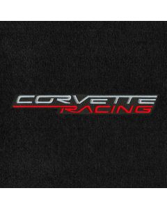 Lloyd Mats ® - Velourtex Ebony 3PC Floor Mats For Corvette Convertible with C6 Silver and Red Corvette Racing Lettering Applique