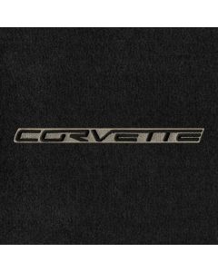 Lloyd Mats ® - Velourtex Ebony 3PC Floor Mats For Corvette Coupe with Black C6 Corvette Lettering on Beige Applique