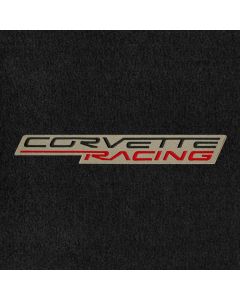 Lloyd Mats ® - Velourtex Ebony 3PC Floor Mats For Corvette Coupe with C6 Black and Red Corvette Racing Lettering Applique