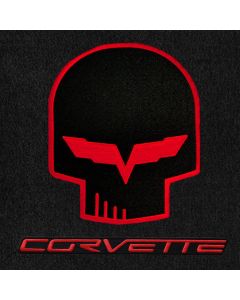 Lloyd Mats ® - Velourtex Ebony 3PC Floor Mats For Corvette Coupe with Red C6 Jake and Corvette Lettering Applique