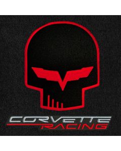 Lloyd Mats ® - Velourtex Ebony 3PC Floor Mats For Corvette Z06 / ZR1 with Red and Silver Corvette Jake Racing Logo