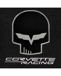 Lloyd Mats Velourtex Ebony Front Floor Mats For Chevrolet Corvette with Silver Jake Corvette Racing Logo, Logo