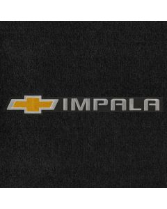 Lloyd Mats ® - Velourtex Ebony Front Floor Mats For Chevrolet Impala with Gold Chevrolet Bowtie and Silver Impala Embroidery