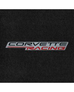 Lloyd Mats ® - Velourtex Ebony Front Floor Mats For Corvette C5 with Black and Red Corvette Racing on Silver Applique