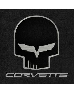 Lloyd Mats ® - Velourtex Ebony Standard Deck Mat For Corvette Convertible with Silver C6 Jake and Corvette Lettering Applique