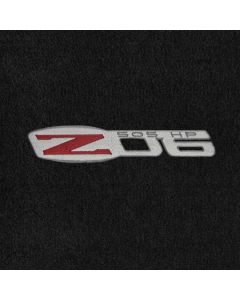 Lloyd Mats ® - Velourtex Ebony Standard Deck Mat For Corvette Z06 with Red and Silver Z06 505HP Logo