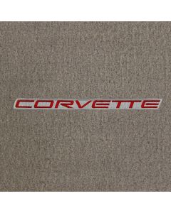 Lloyd Mats ® - Velourtex Grey 3PC Floor Mats For Corvette C5 Convertible with Red Corvette Lettering on Silver Applique