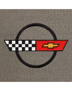 Lloyd Mats Velourtex Grey 3PC Floor Mats For Corvette Convertible, Logo