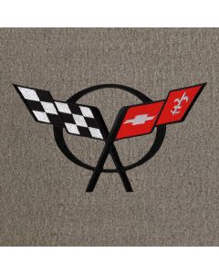 Lloyd Mats ® - Velourtex Grey 3PC Floor Mats For Corvette Convertible with Black C5 Emblem Logo
