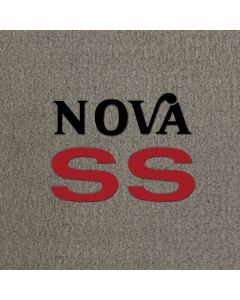 Lloyd Mats Velourtex Grey Front Floor Mats For Chevy Nova SS, Logo