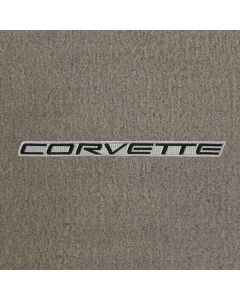 Lloyd Mats ® - Velourtex Grey Standard Deck Mat For Corvette C5 Convertible with Black Corvette Lettering on Silver Applique