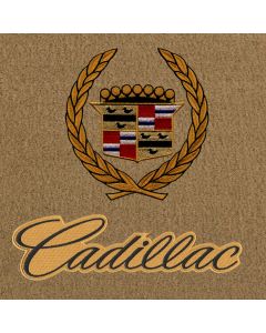 Lloyd Mats Velourtex Tan Front Floor Mats For Cadillac, Logo