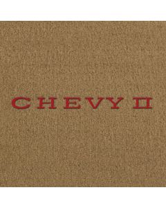 Lloyd Mats ® - Velourtex Tan Front Floor Mats For Chevrolet Chevy II with Red Chevy II Embroidery