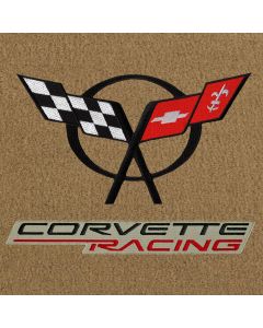 Lloyd Mats Velourtex Tan Front Floor Mats For Corvette, Logo