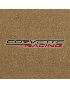 Lloyd Mats ® - Velourtex Tan Front Floor Mats For Corvette with C6 Black and Red Corvette Racing Lettering Applique