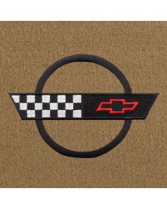 Lloyd Mats Velourtex Tan Small Deck Mat For Corvette Convertible, Logo