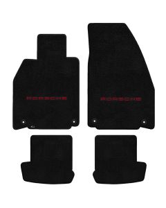 Lloyd ® - Ultimat™ Black Custom 4PC Floor Mats With Red Porsche Lettering Logo (600225)