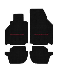 Lloyd ® - Ultimat™ Black Custom 4PC Floor Mats With Red Porsche Lettering Logo (600237)