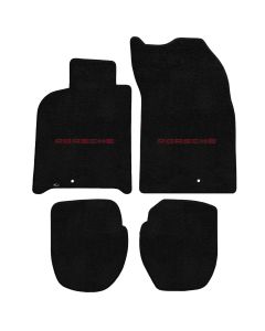 Lloyd ® - Ultimat™ Black Custom 4PC Floor Mats With Red Porsche Lettering Logo (600242)