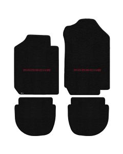 Lloyd ® - Ultimat™ Black Custom 4PC Floor Mats With Red Porsche Lettering Logo (600249)