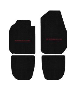 Lloyd ® - Ultimat™ Black Custom 4PC Floor Mats With Red Porsche Lettering Logo (600255)