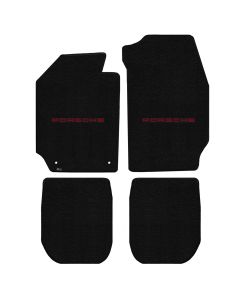 Lloyd ® - Ultimat™ Black Custom 4PC Floor Mats With Red Porsche Lettering Logo (600259)