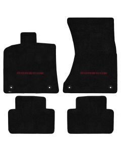 Lloyd ® - Ultimat™ Black Custom 4PC Floor Mats With Red Porsche Lettering Logo (600278)