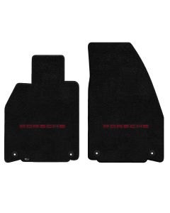 Lloyd ® - Ultimat™ Black Custom Front Floor Mats With Red Porsche Lettering Logo (600222)
