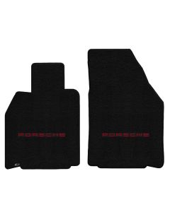 Lloyd ® - Ultimat™ Black Custom Front Floor Mats With Red Porsche Lettering Logo (600230)