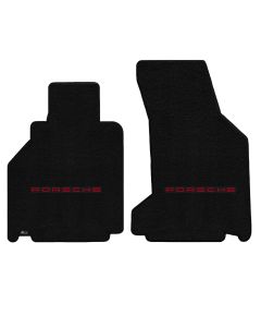 Lloyd ® - Ultimat™ Black Custom Front Floor Mats With Red Porsche Lettering Logo (600233)