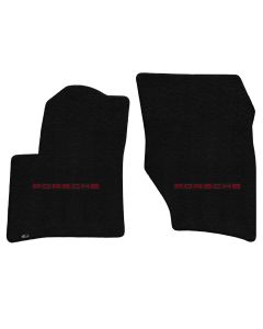 Lloyd ® - Ultimat™ Black Custom Front Floor Mats With Red Porsche Lettering Logo (600275)