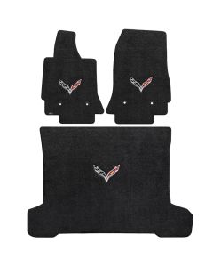 Lloyd ® - Ultimat™ Ebony Custom 3PC Floor Mats With C7 Flags Logo (600121)
