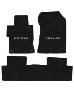 Lloyd ® - Ultimat™ Ebony Custom 3PC Floor Mats With Silver Civic & H Logo (600197)