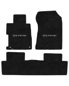 Lloyd ® - Ultimat™ Ebony Custom 3PC Floor Mats With Silver Civic & H Logo (600198)