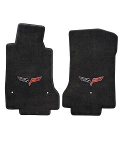 Lloyd ® - Ultimat™ Ebony Custom Front Floor Mats With C6 Flags Logo (600010)