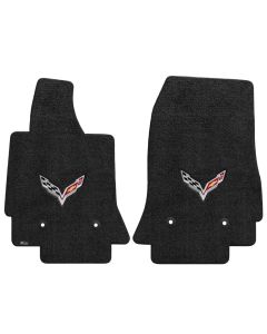 Lloyd ® - Ultimat™ Ebony Custom Front Floor Mats With C7 Flags Logo (600118)