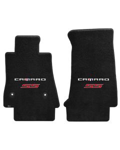 Lloyd ® - Ultimat™ Ebony Custom Front Floor Mats With Silver and Red Camaro SS Logo (600291)