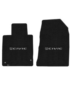 Lloyd ® - Ultimat™ Ebony Custom Front Floor Mats With Silver Civic & H Logo (600195)