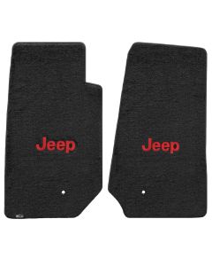 Lloyd ® - Velourtex™ Black Custom Front Floor Mats With Red Jeep Logo (620064)