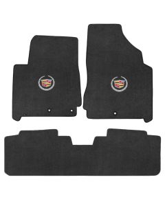 Lloyd ® - Velourtex™ Ebony Custom 3PC Floor Mats With Silver Cadillac Logo (620091)