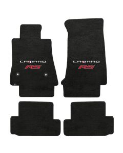 Lloyd ® - Velourtex™ Ebony Custom 4PC Floor Mats With Silver and Red Camaro RS Logo (620203)