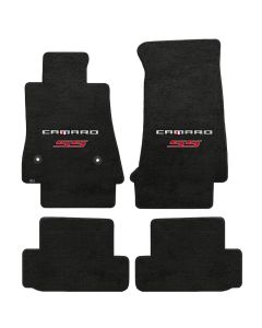 Lloyd ® - Velourtex™ Ebony Custom 4PC Floor Mats With Silver and Red Camaro SS Logo (620197)