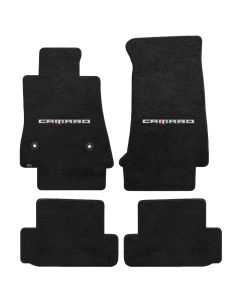 Lloyd ® - Velourtex™ Ebony Custom 4PC Floor Mats With Silver Camaro Logo (620150)