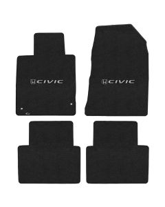 Lloyd ® - Velourtex™ Ebony Custom 4PC Floor Mats With Silver Civic & H Logo (620163)